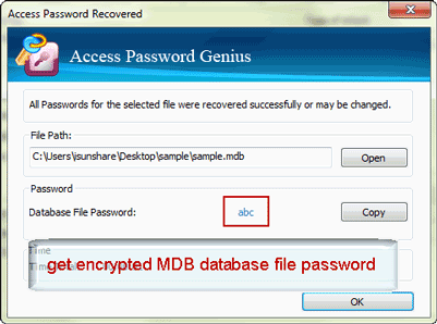 successfully get encrypted MDB database password