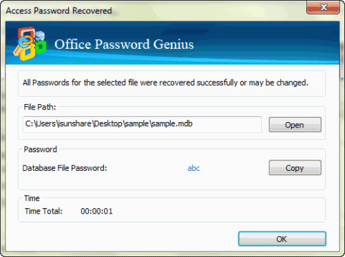 find forgotten access password by Office Password Genius successfully