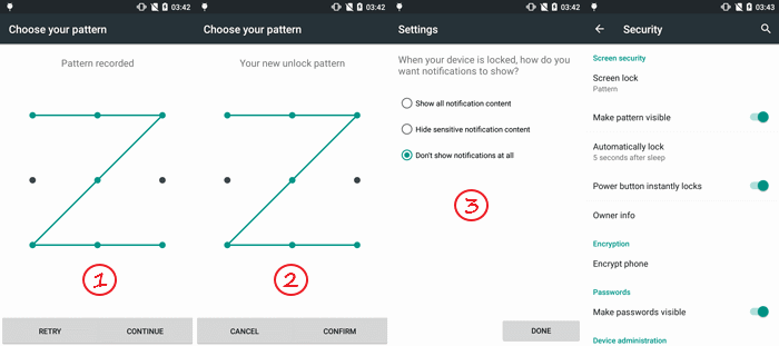 lock Google Android screen with pattern