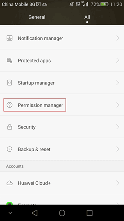 open android permission manager
