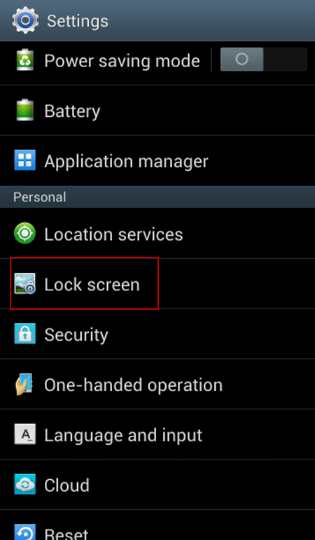 choose lock screen in settings