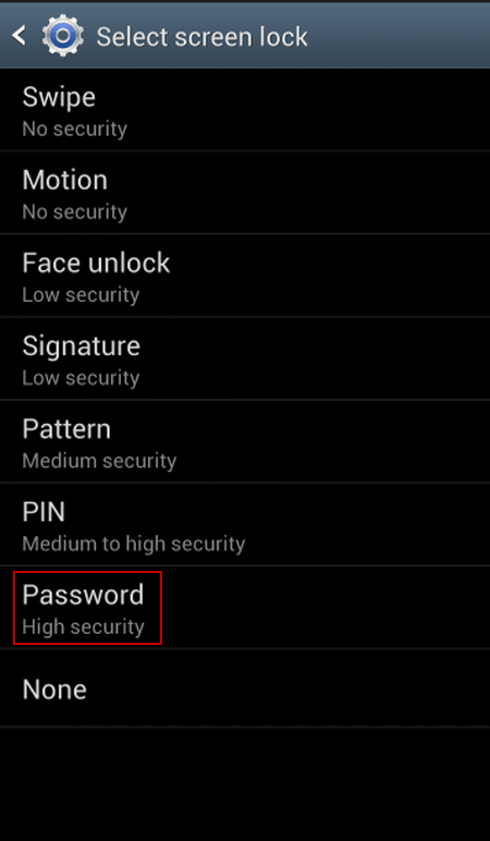 select password