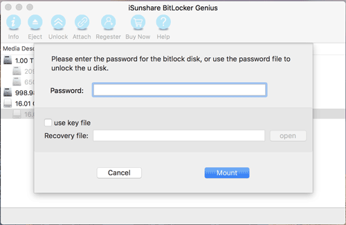 unlock with password or bitlocker recovery key