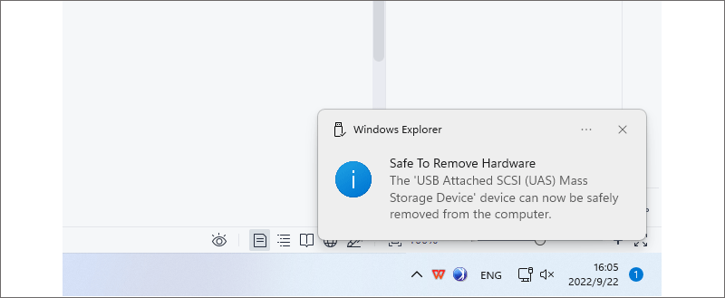 safe to remove hardware