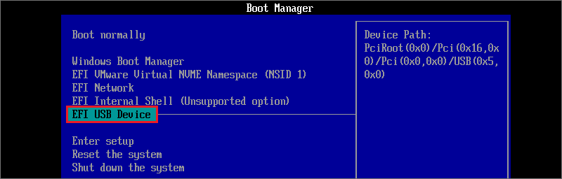 set pc boot from usb device