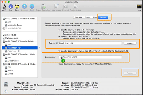 copy volume in Mac OSX Yosemite