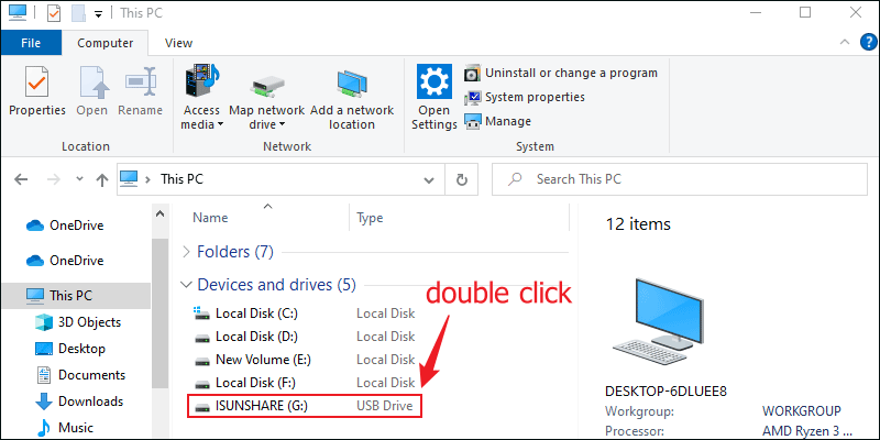 double click your usb drive