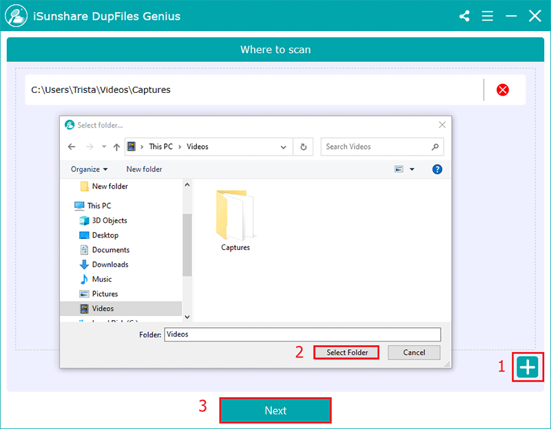 select your video folder to scan