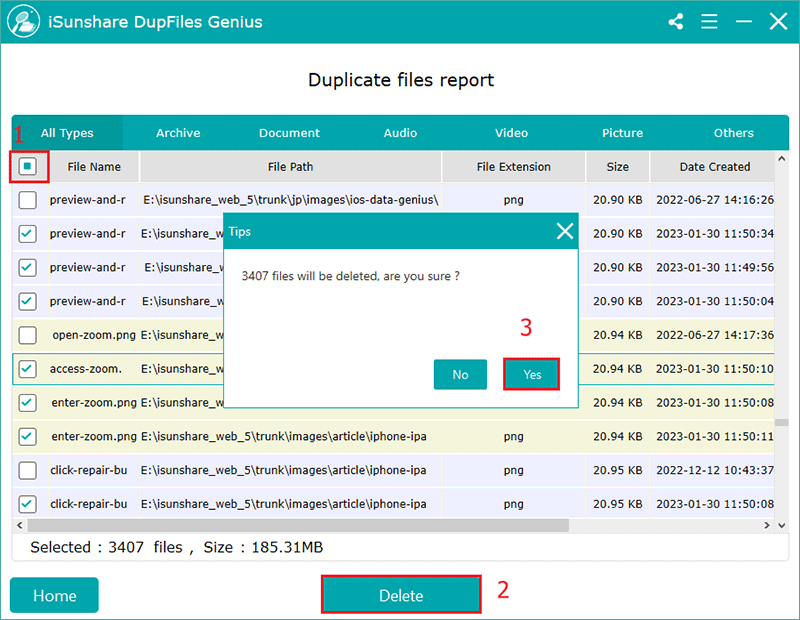 delete duplicate files across multiple drivers or folders