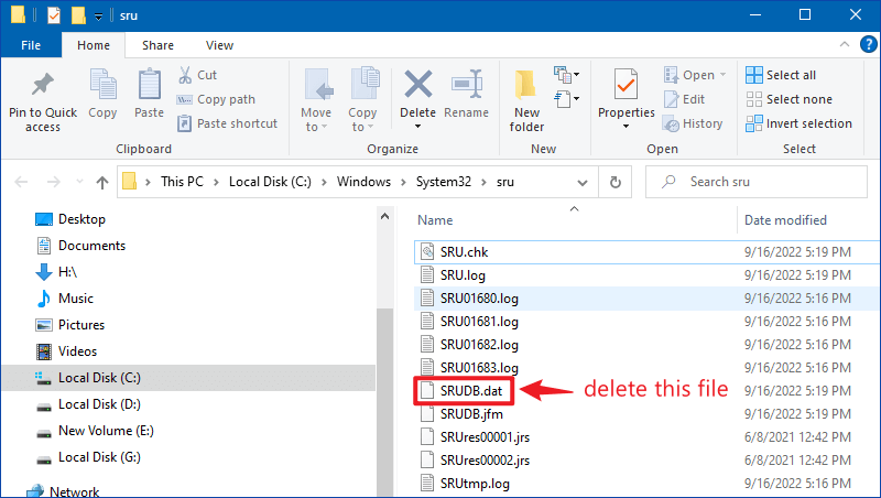 delete srudb file