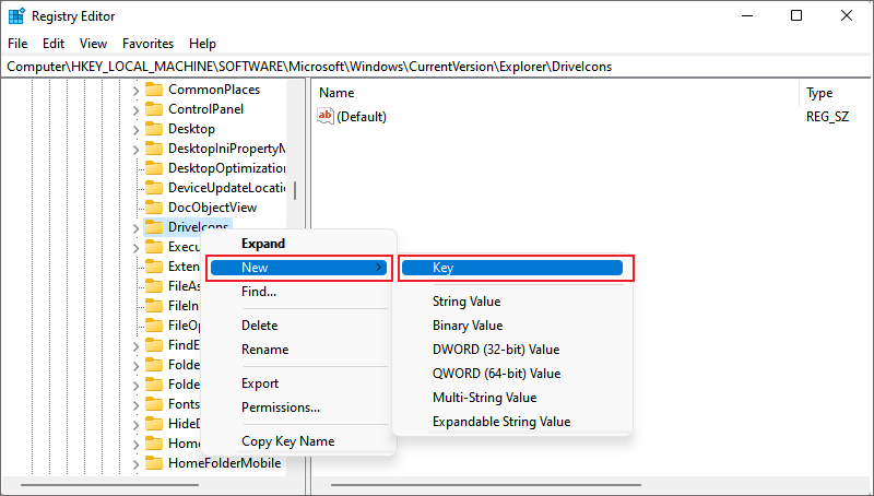 add a new key name usb letter on driveicons