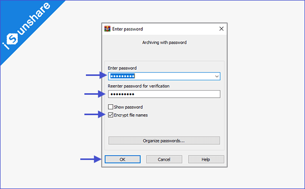 enter password to encrypt files
