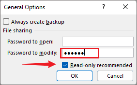 enter password to modify