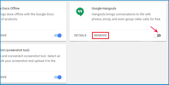remove google hangouts