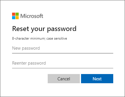 reset microsoft account password