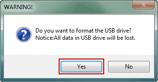 confirm to format usb drive