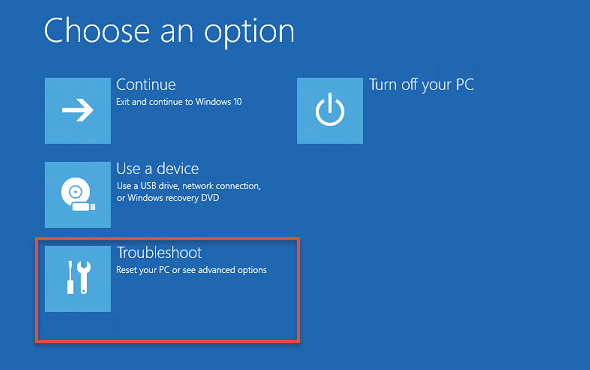 choose an option window 10
