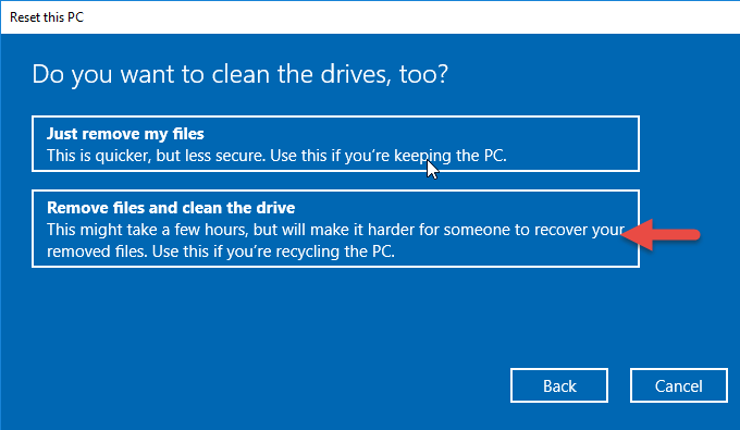 remove files and clean the drive