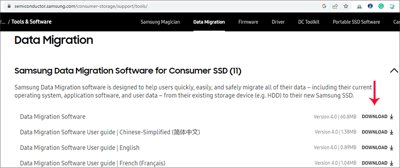 download newest Samsung data migration