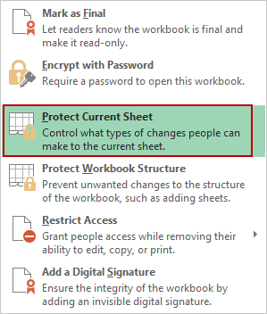 choose protect current sheet option