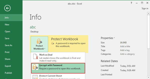 select encrypt with password on encrypted excel workbook