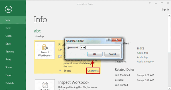 remove excel worksheet password protection