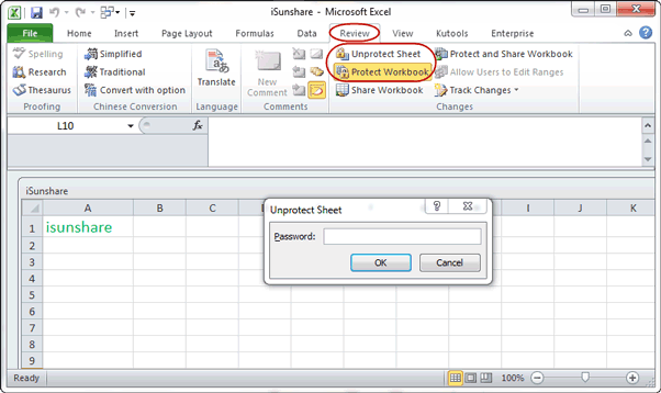 unprotected Excel Worksheet