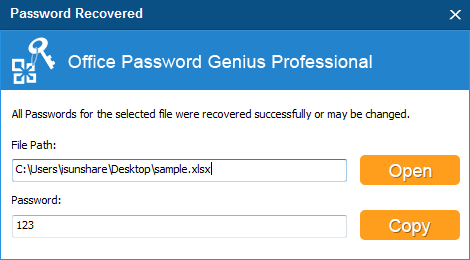 recover xlsx password successfully
