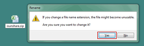 change excel file name extensions to zip