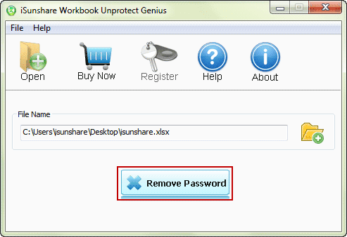 tap on remove password to unprotect excel workbook