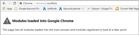 go to google chrome conflicts page