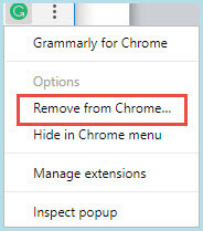 choose remove from chrome option