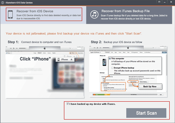 recover lost sms by iOS device scan