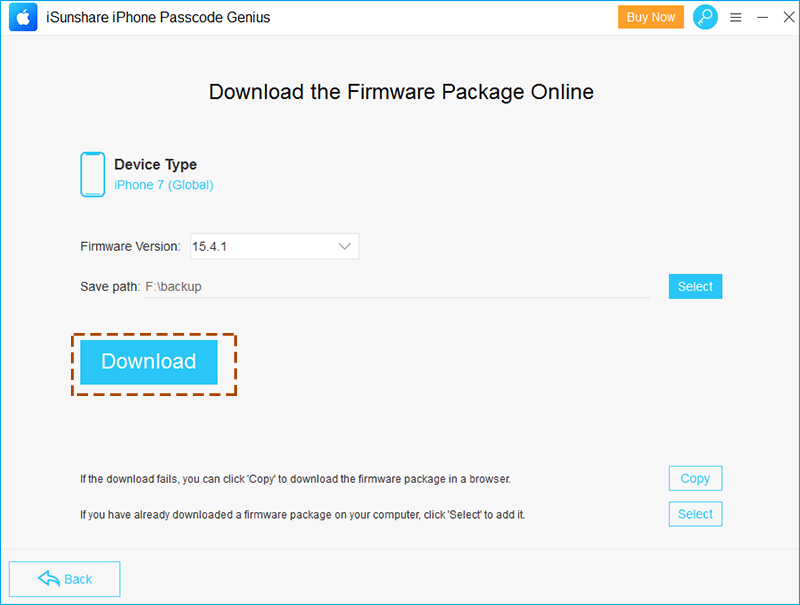download firmware package online for your iPhone
