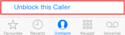 select unblock this caller