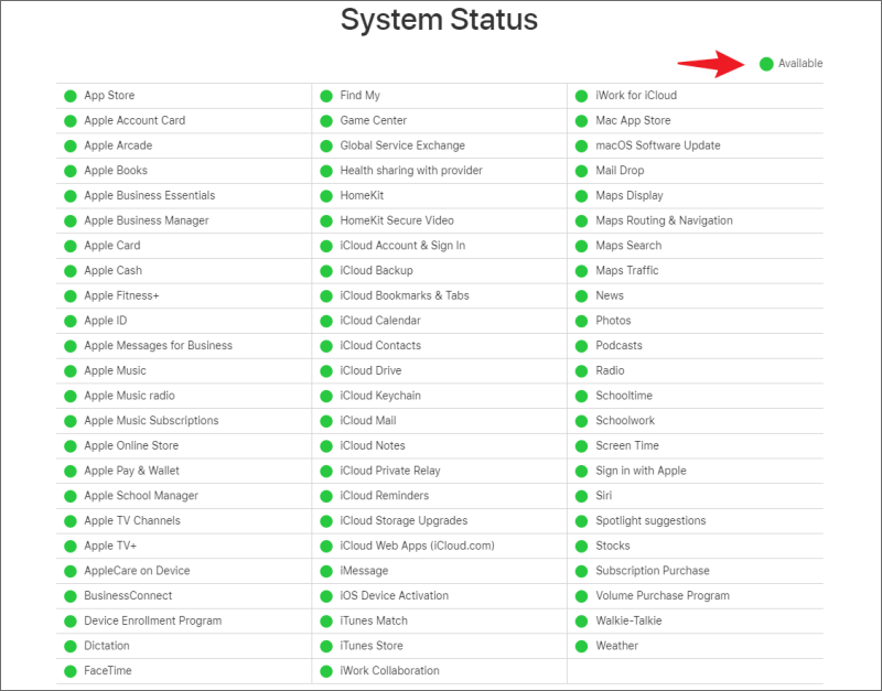 Apple Services Status
