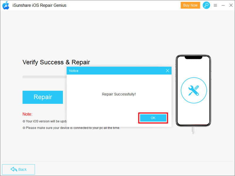 repair iPhone successfully