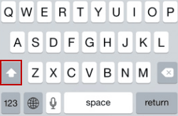 caps lock key on iphone keyboard
