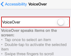 disable voiceover