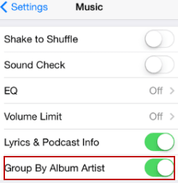 turn on group by album artist