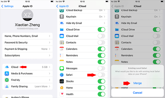 backup iPhone Safari bookmarks to iCloud