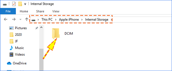 look for DCIM from computer