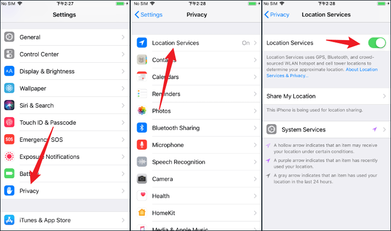 enable location services