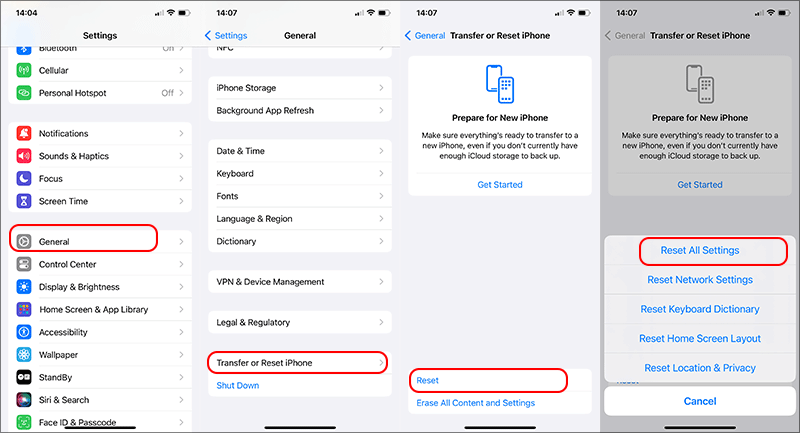 choose reset iPhone from settings