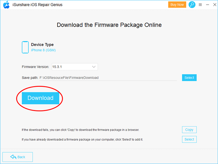 click Download to get firmware package online