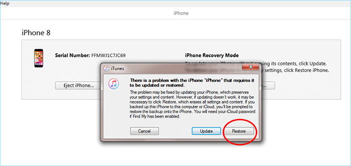 restore iPhone in recovery mode