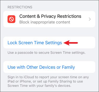 set a passcode to screen time