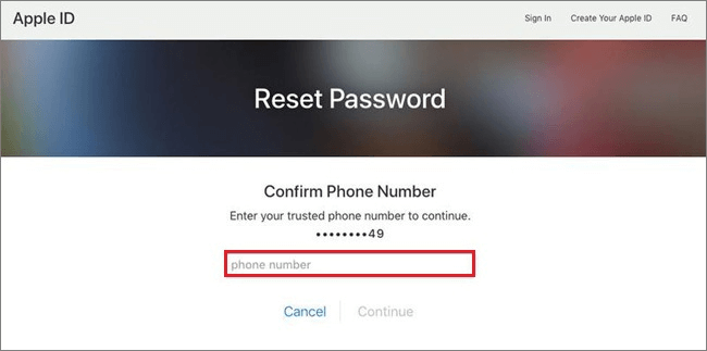 enter trusted phone number