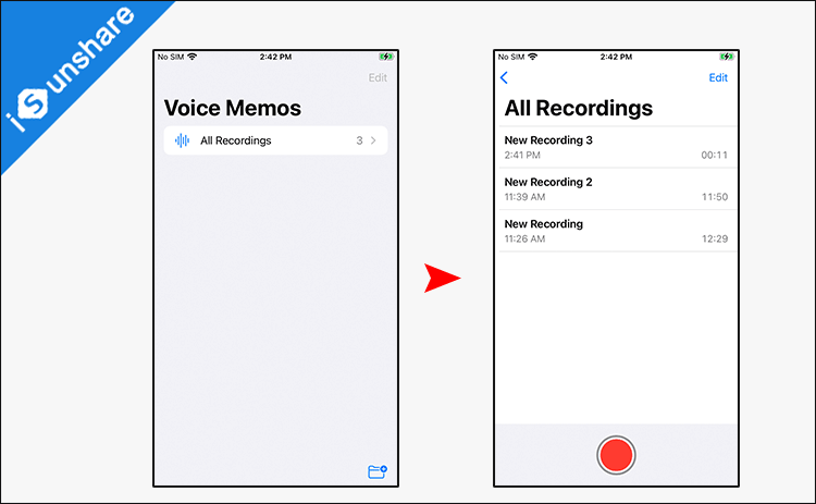 view all recording files on iPhone