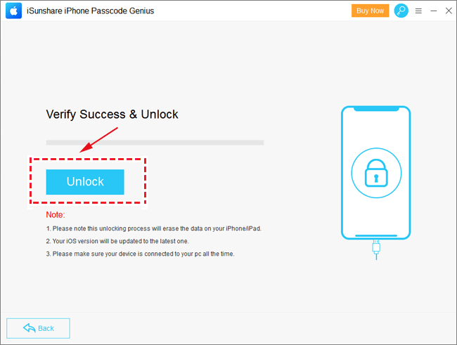 unlock the iphone screen
